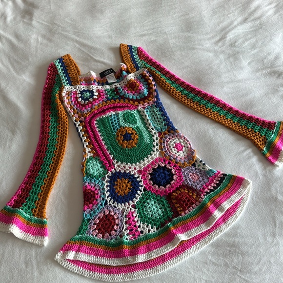 AKIRA Crochet Rainbow Mini Dress - Picture 4 of 5